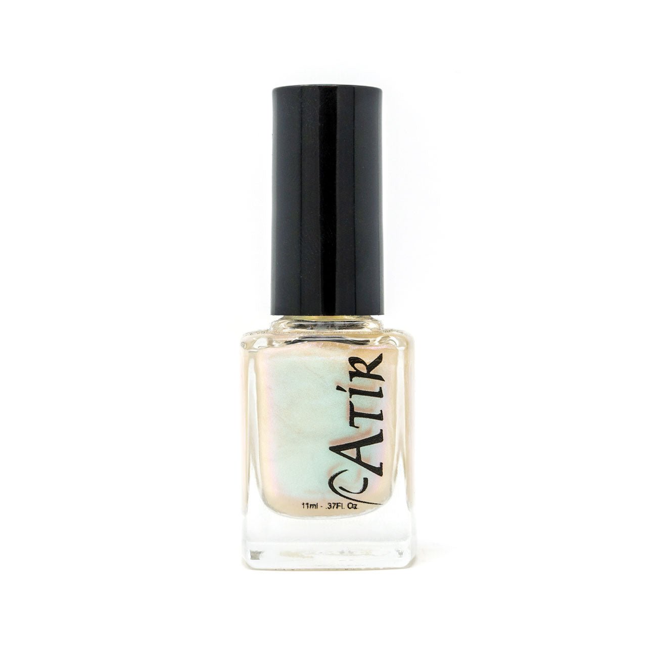 ATiR South Sea Pearl nail polish – pearlescent white with sheer shimmer in blue, green, and pink tones